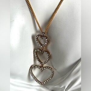 🌷5/25$ Reanimate by MJ from craft Gold Rhinestones Hearts  Necklace